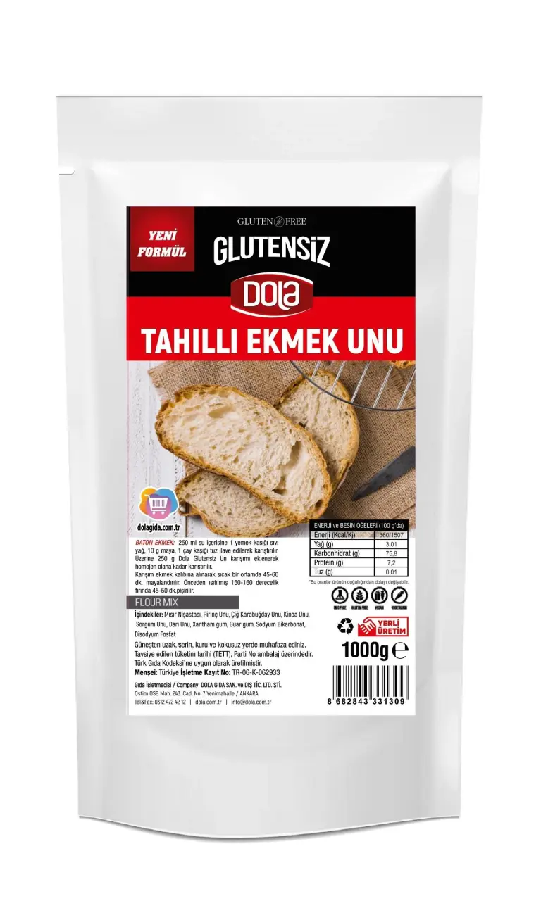 Dola Glutensiz Tam Tahıllı Ekmek Unu Karışımı ile Ev Yapımı Güvenli Ekmek