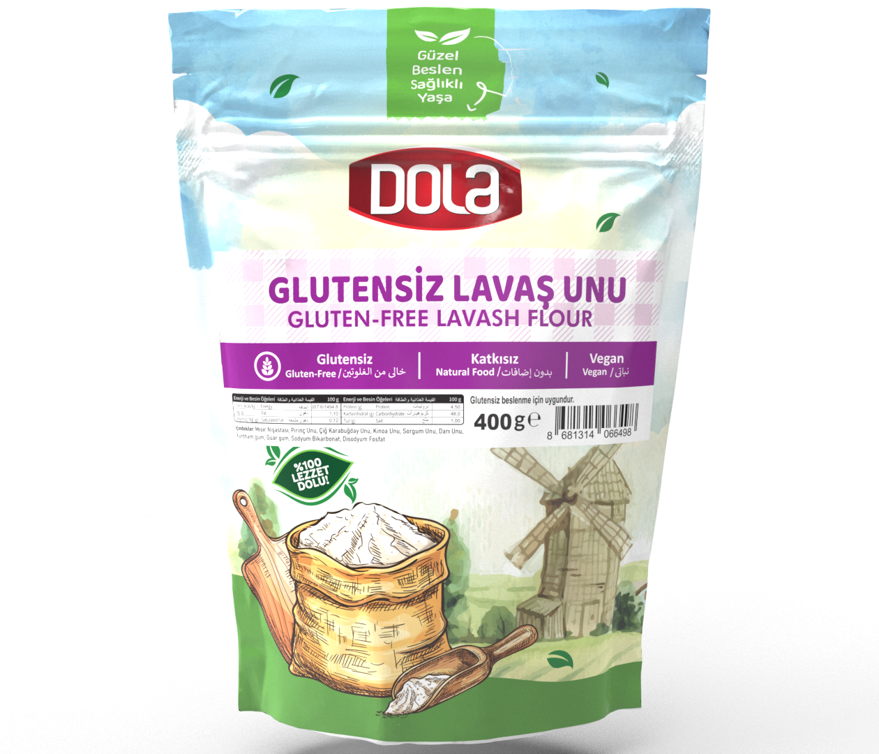 Dola Glutensiz Lavaş Unu 400 gr