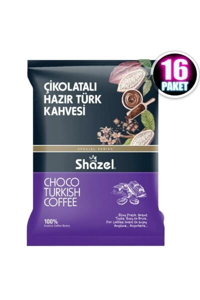 Shazel Çikolatalı Hazır Türk Kahvesi 100 gr 16 Paket