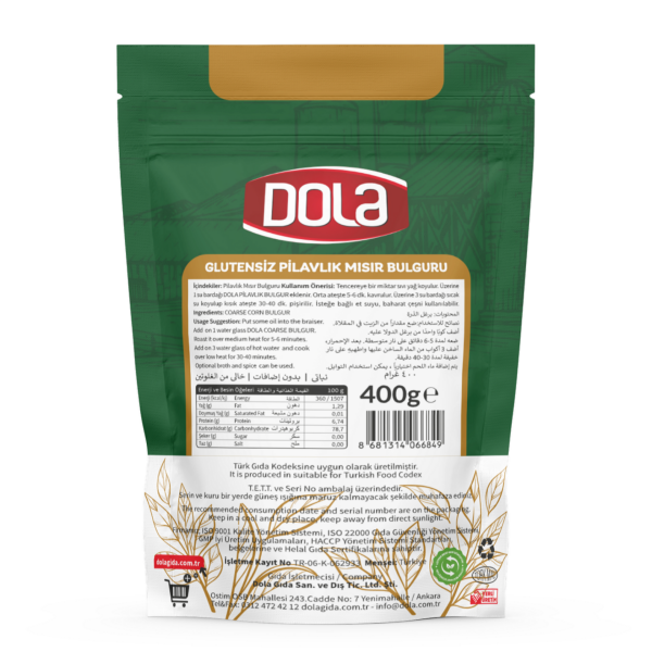 Dola Glutensiz Pilavlık Mısır Bulguru 400 g