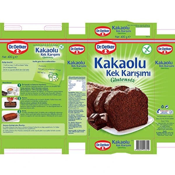 Dr. Oetker Glutensiz Kakaolu Kek Karışımı 400 gr