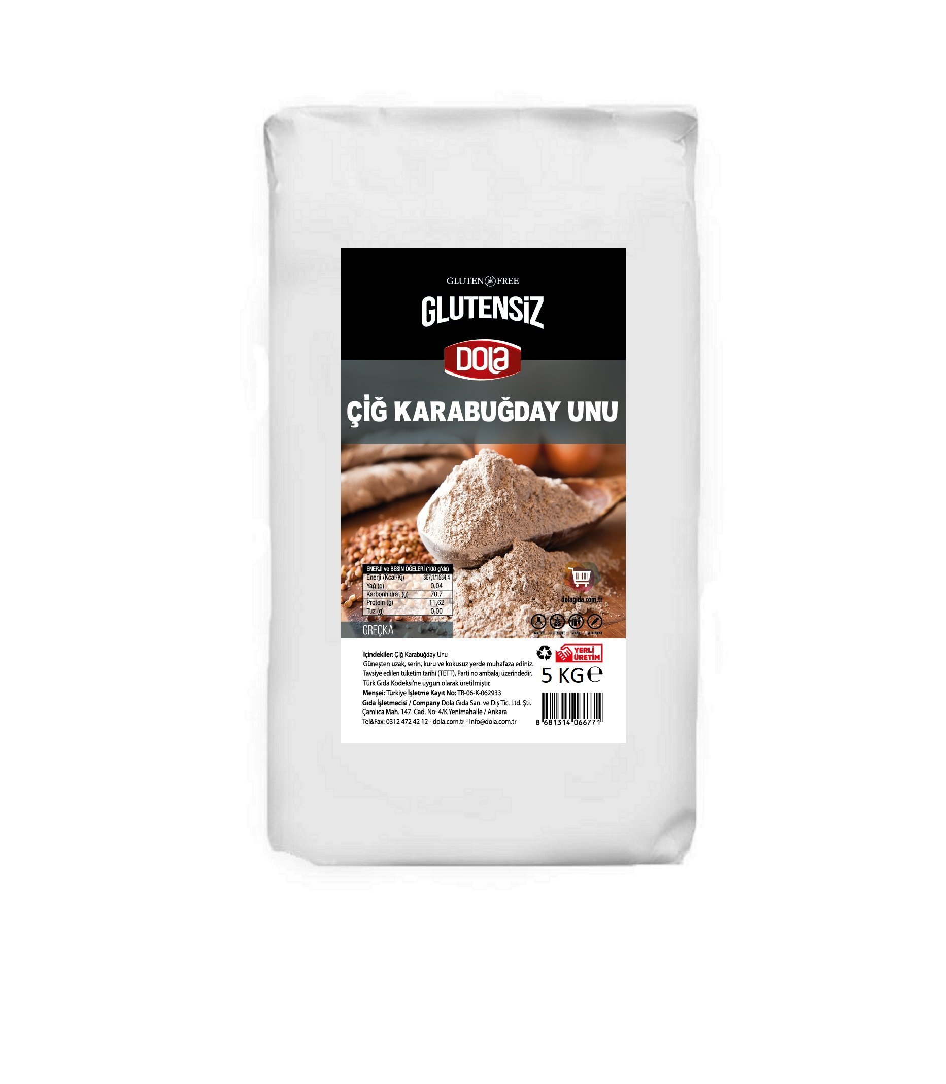 Dola Glutensiz Çiğ Karabuğday Unu 5 kg