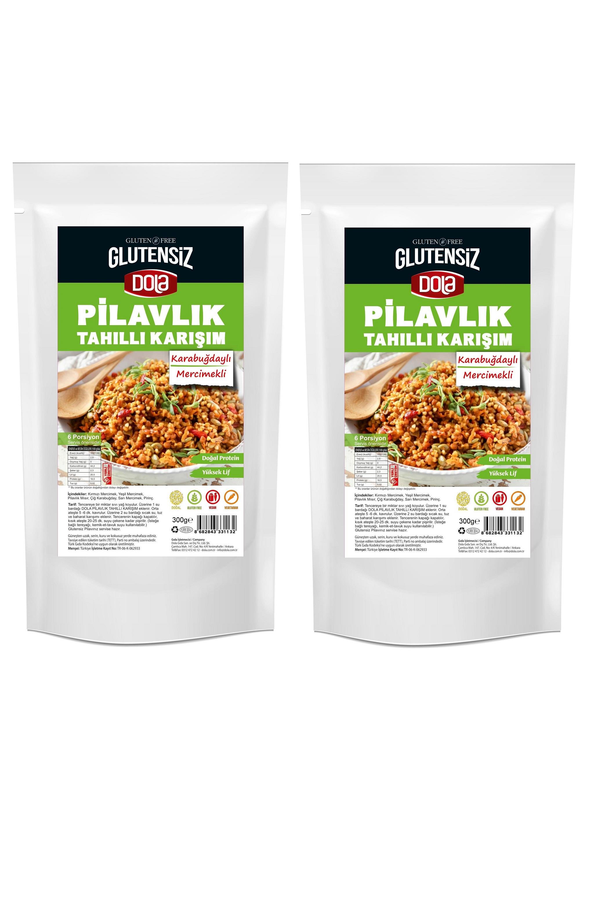 Dola Glutensiz Tahıllı Pilavlık Bulgur 400 gr 2 Adet Karabuğdaylı Mercimekli Karışımı