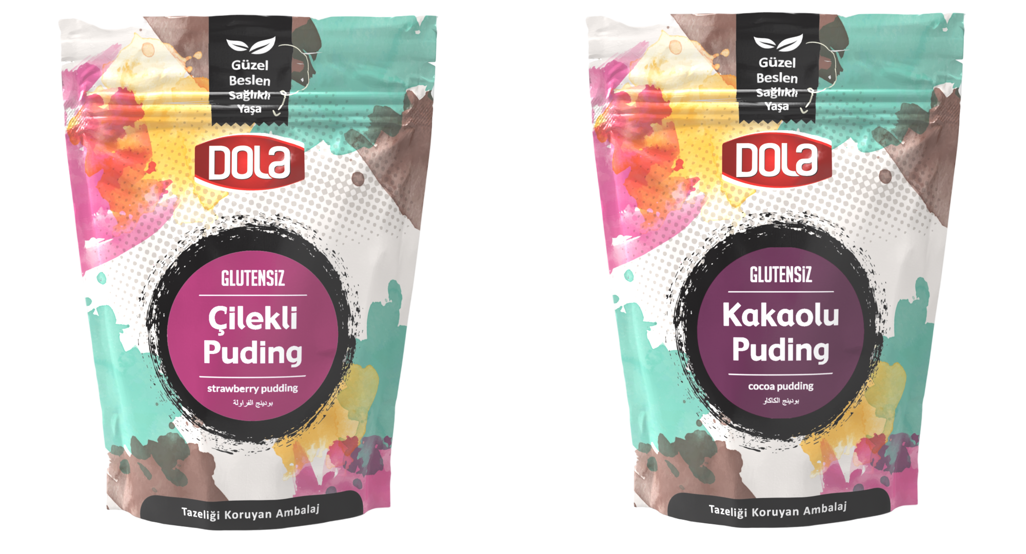 Dola Glutensiz Çilekli Ve Kakaolu Puding 2'li Set 100 gr X 2 Adet