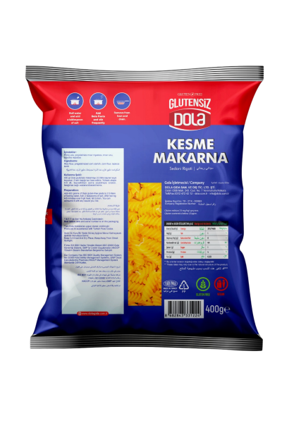 Glutensiz Dola Kesme Makarna 400 Gr