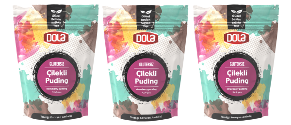 Dola Glutensiz Çilekli Puding 100 gr 3 Adet