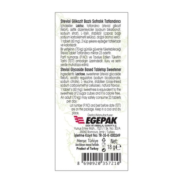 Takita Stevia Tablet Tatlandırıcı 300 Tablet