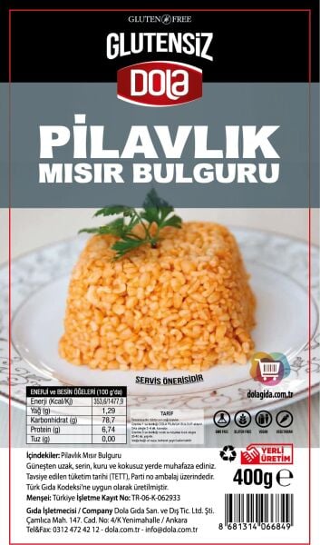 Dola Glutensiz Pilavlık Mısır Bulguru 400 g 2 Adet