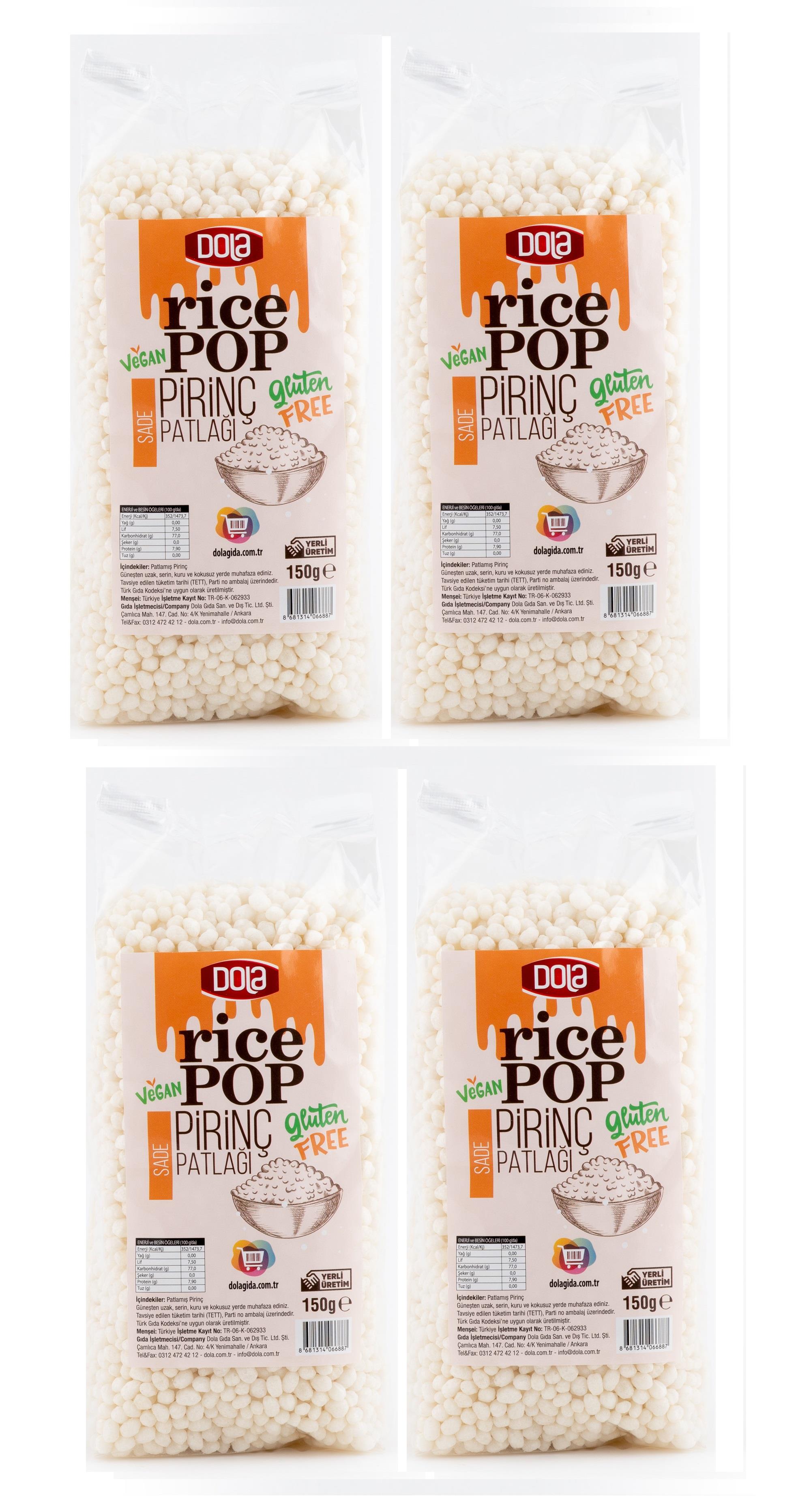 Dola Pirinç Patlağı Rice Pop Sade 150 gr 4 Adet Şekersiz, Glutensiz