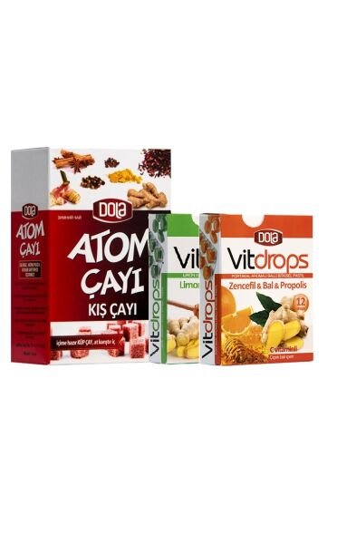 Dola Vitdrops Boğaz Pastili & Atom Çay Paketi 3'lü Set
