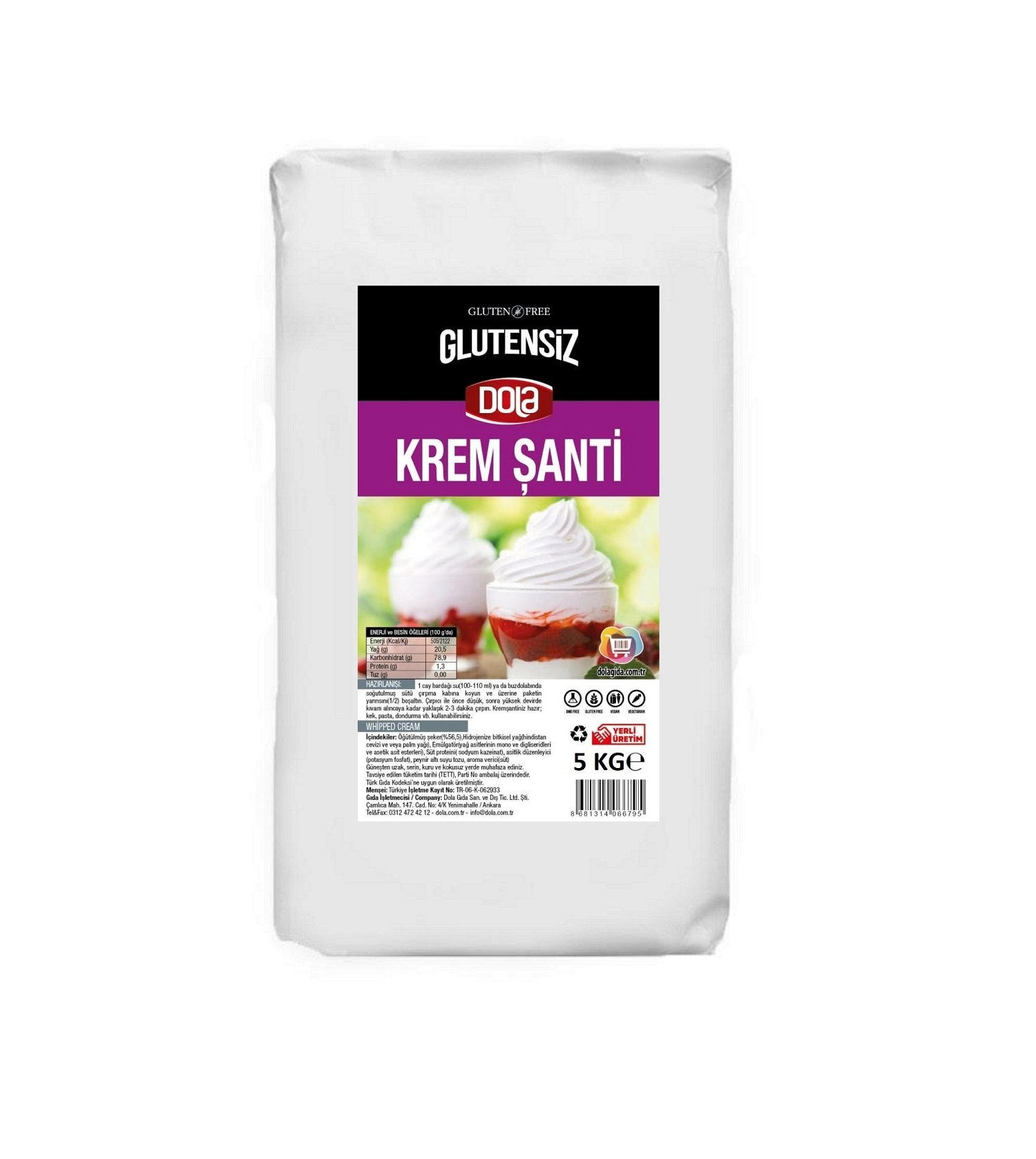 Dola Glutensiz Krem Şanti 5 kg