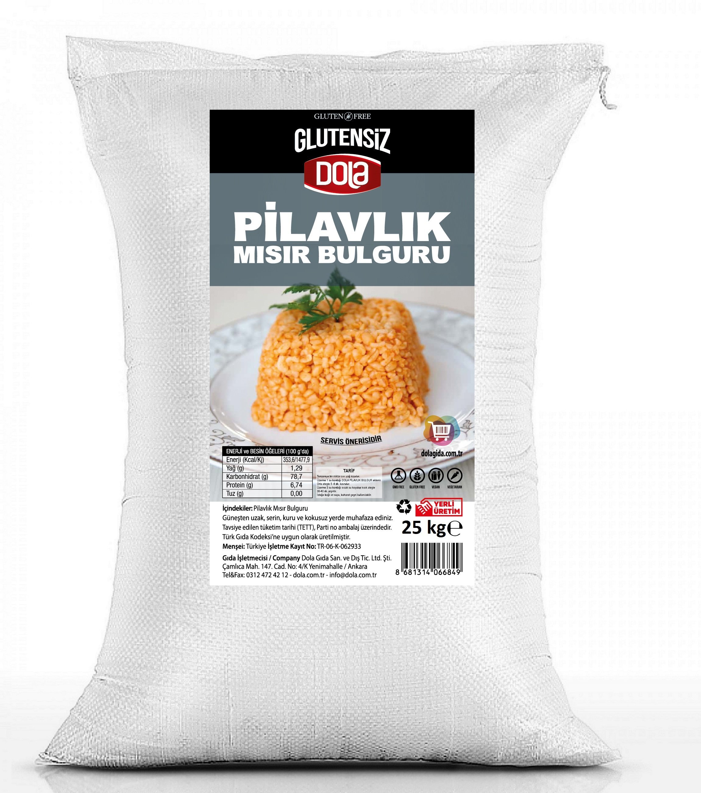 Dola Glutensiz Pilavlık Mısır Bulguru 25 kg