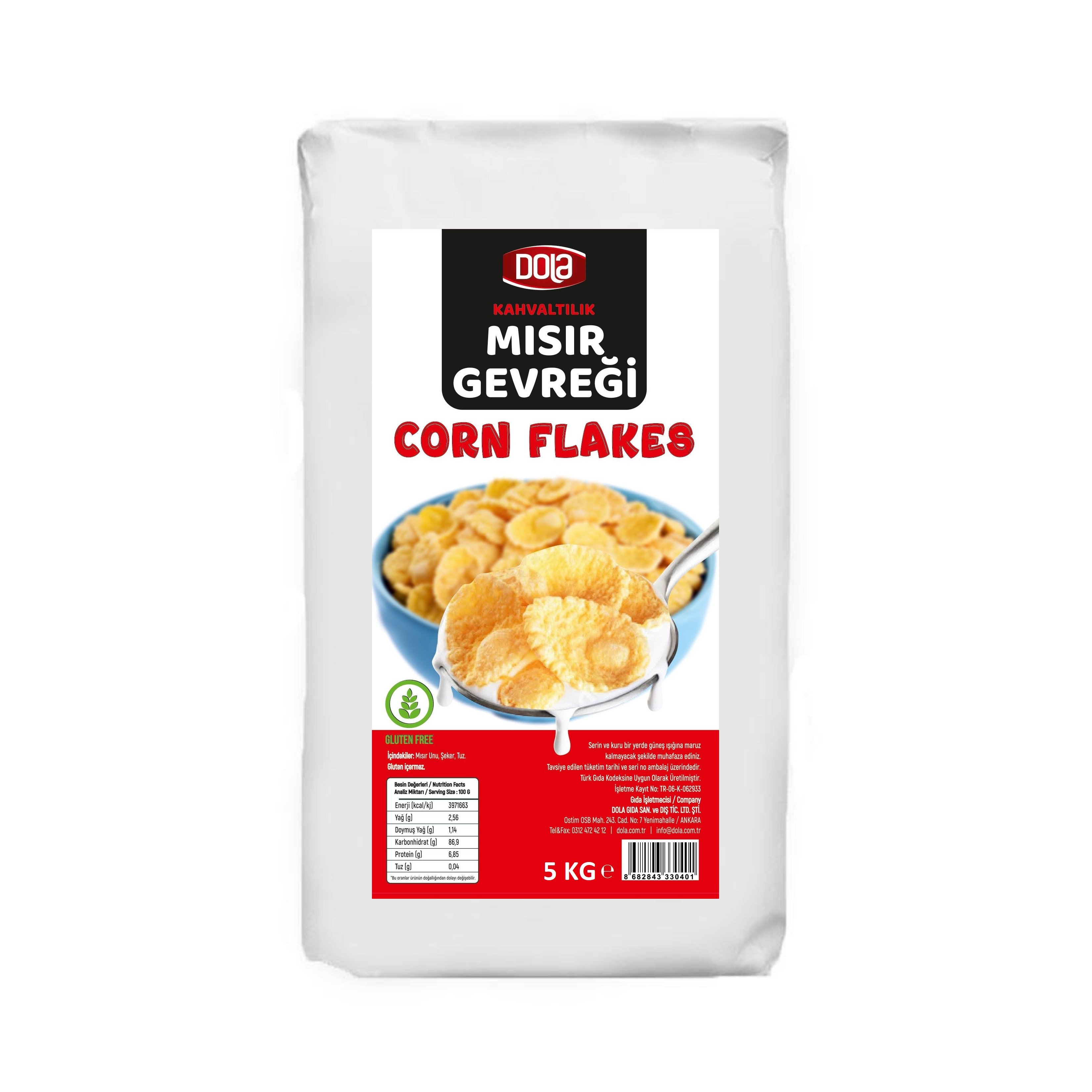 Dola Glutensiz Mısır Gevreği Corn Flakes 5 kg Gluten Free
