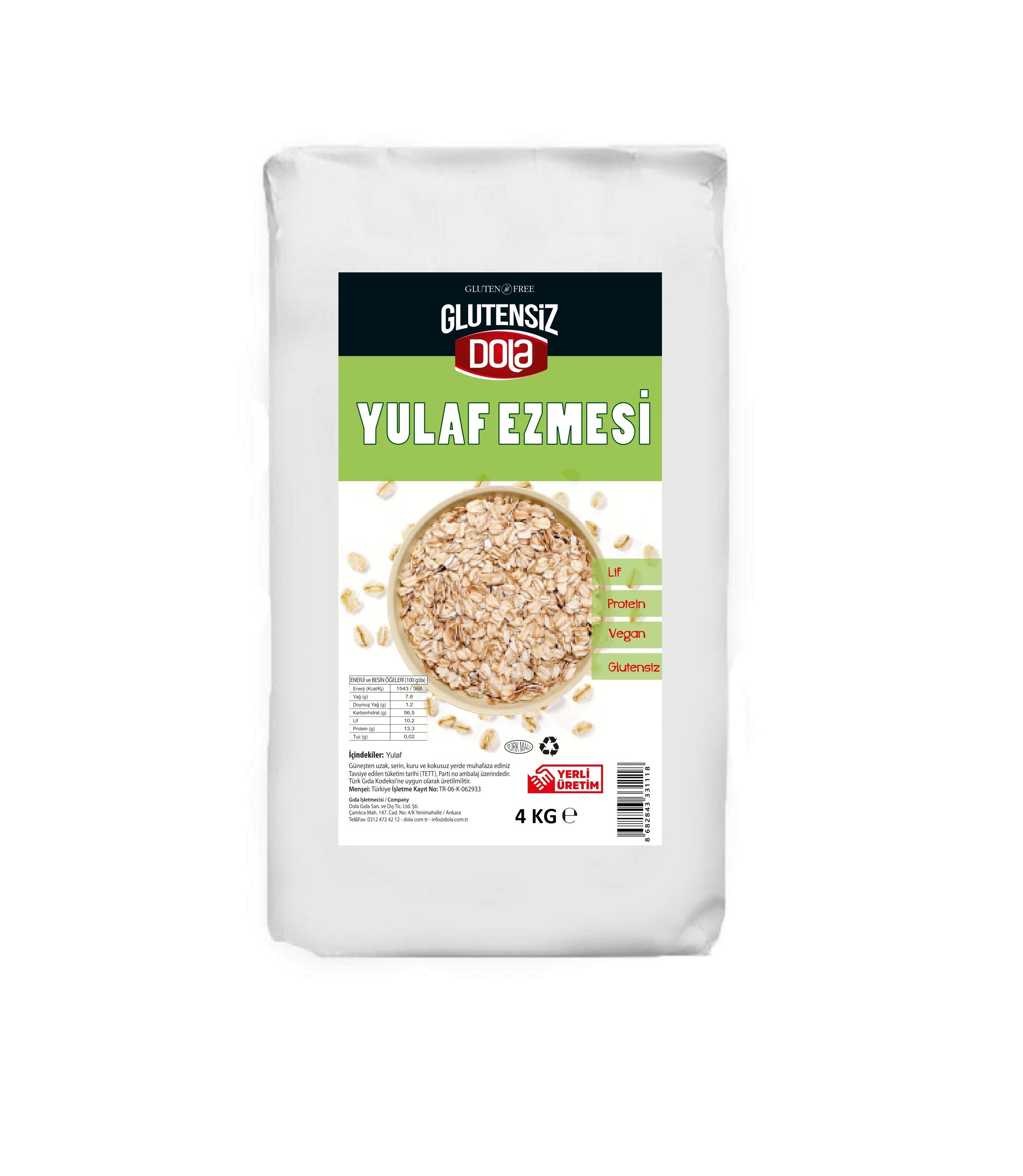 Dola Glutensiz Yulaf Ezmesi 4 KG