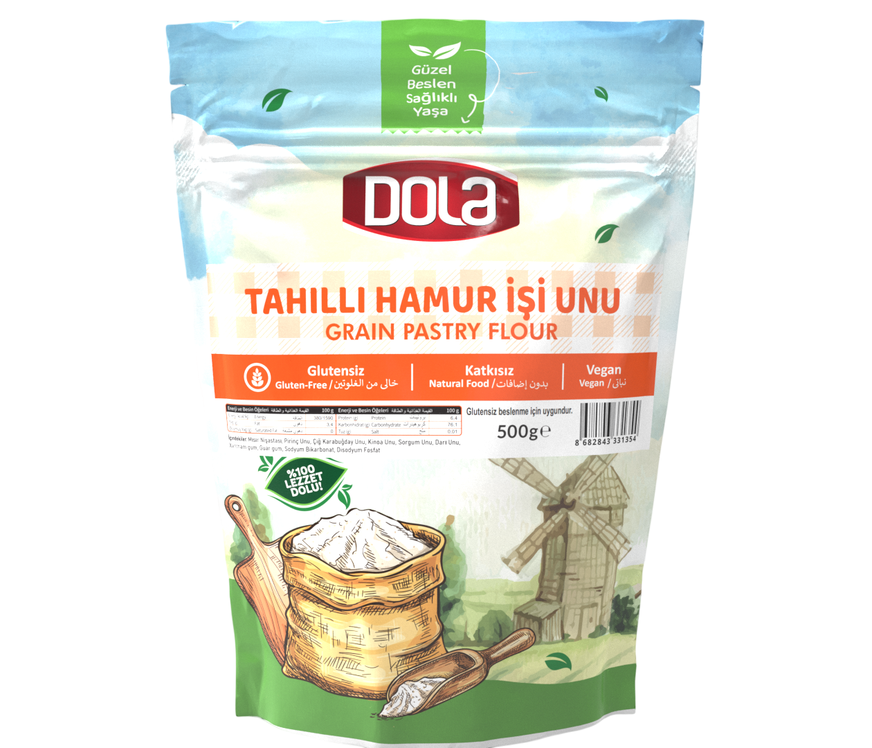 Dola Glutensiz Tahıllı Hamur İşi Unu 500 gr Karabuğdaylı Kinoalı Un Karışımı