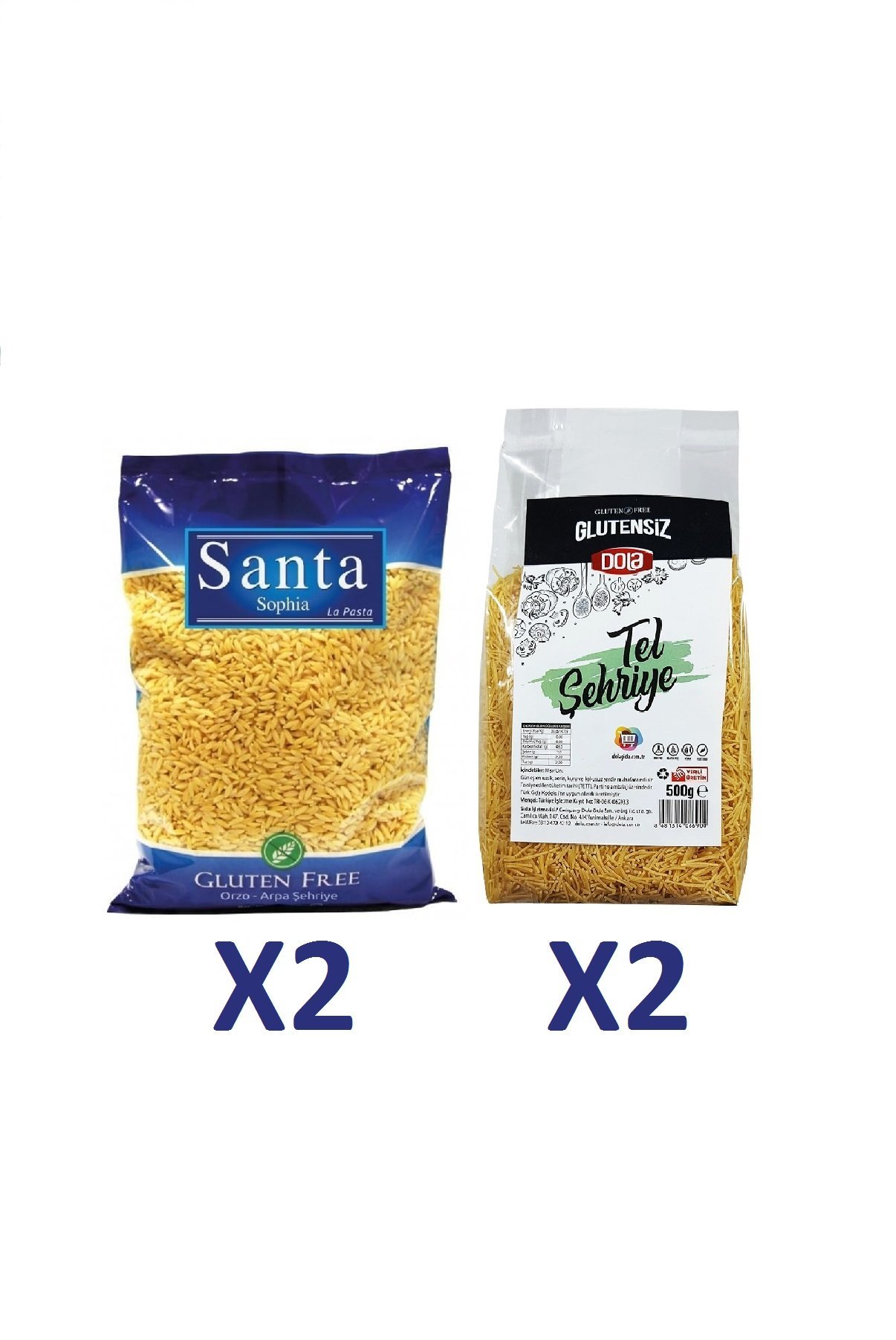 Dola 4'lü Glutensiz Tel Şehriye ve Arpa Şehriye Seti 4 Adet