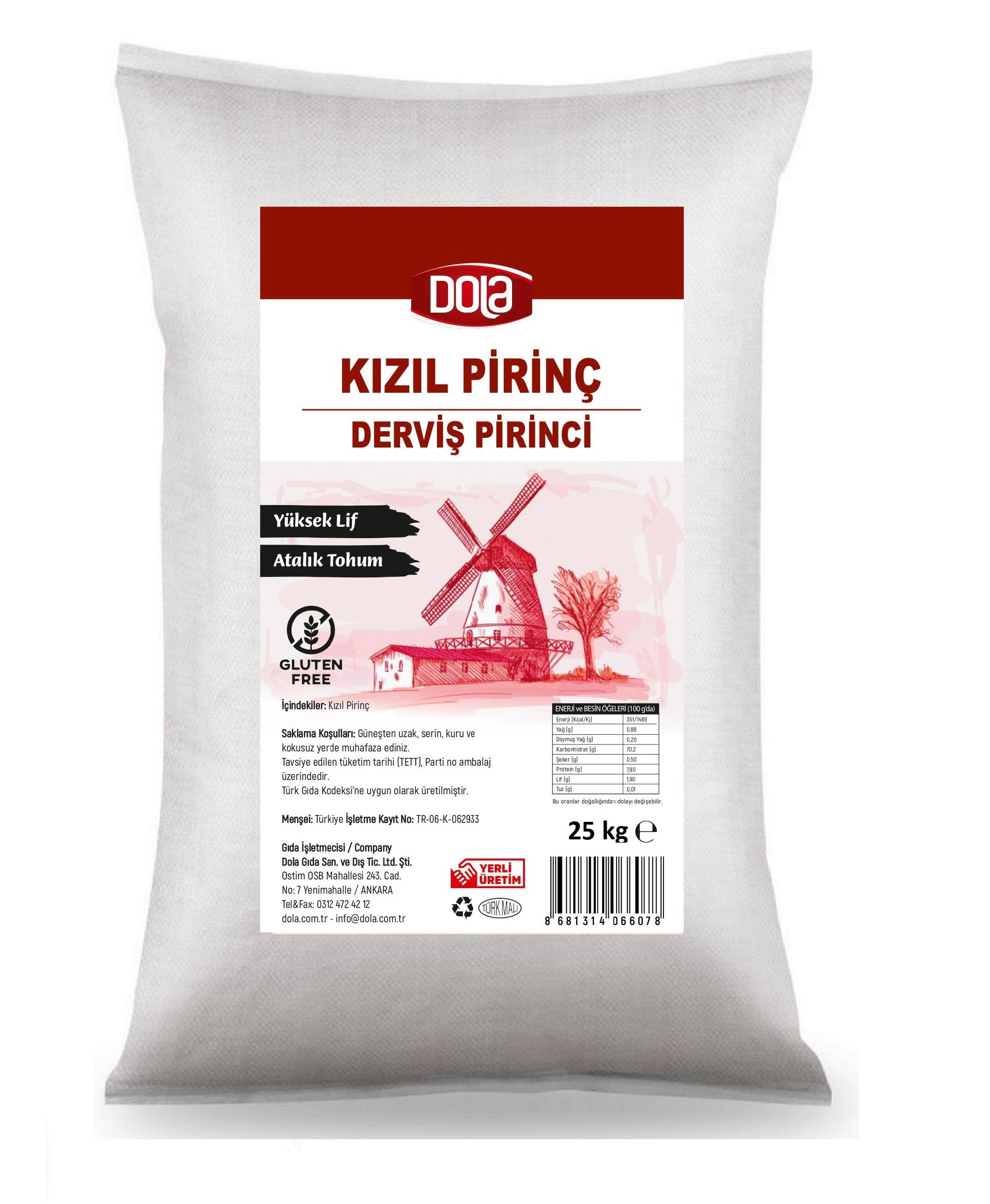 Dola Ata Tohum Derviş Pirinci Kızıl Pirinç 25 kg